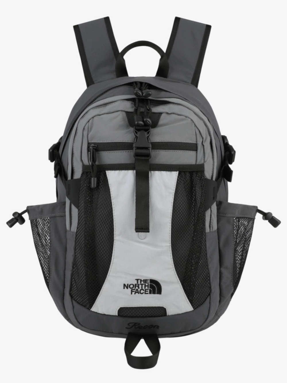 The North Face Gray and Light Gray Backpack with Black Accents